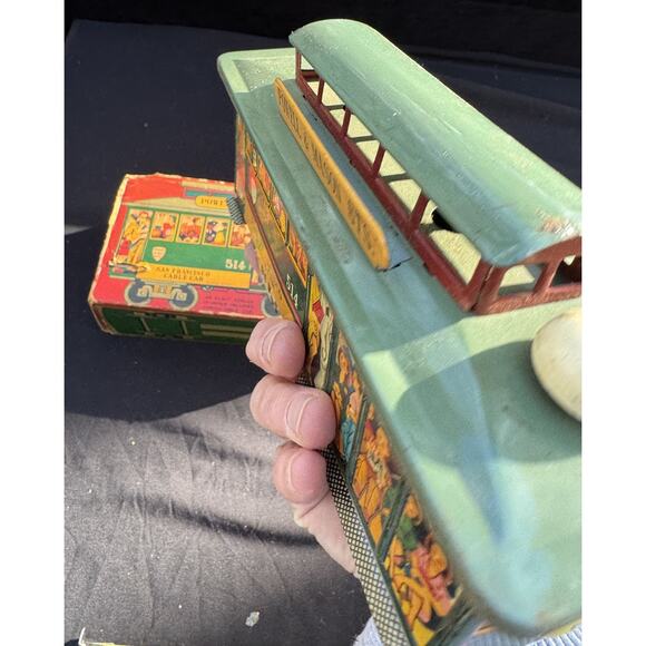 Rare POWELL & MASON STS SAN FRANCISCO CABLE CAR TROLLEY FRICITON TIN TOY JAPAN - Picture 10 of 11